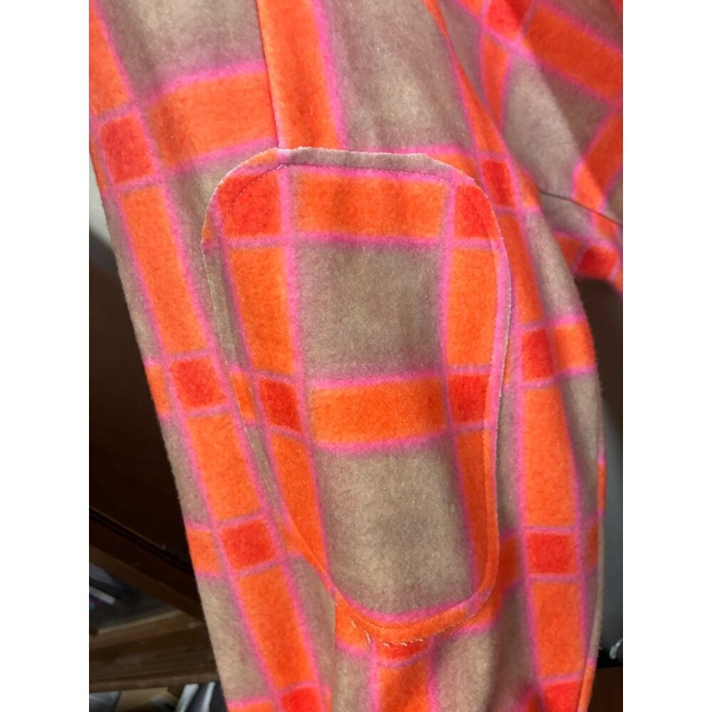 NWT Davi & Dani Shacket Shirt Felt Jacket Soft Check Vibrant Orange Beige Sz 2XL - Picture 4 of 8